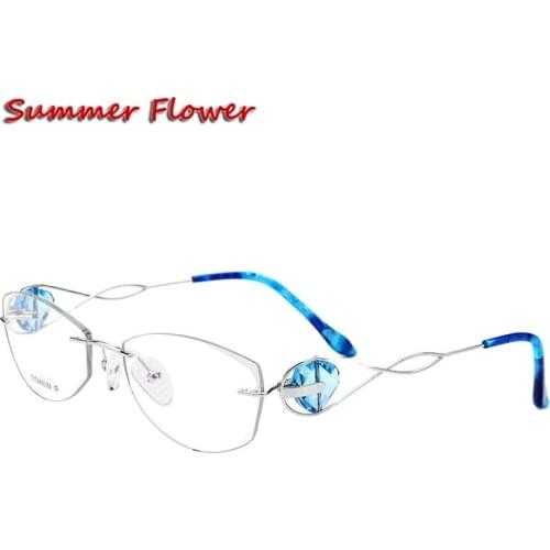 Chashma Optical Glasses Rimless Titanium Light Spectacles Fashion Eyeglasses Frame for Women