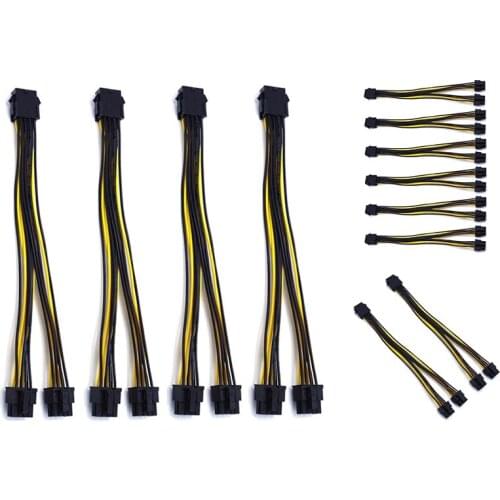 PCIe 8 Pin to 2 x 8 Pin (6+2) PCI Express Adapter Power Cable PCIE Y - Splitter Extension Cable 8 Inches