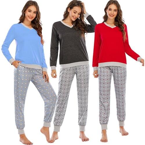 Long Sleeve Pajamas Autumn Spring Long Sleeve Trousers Suit Printing Fashion Cotton Two Piece Set Soft Pyjamas Set