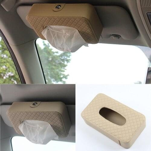 PU Leather Car Tissue Box Napkin Holder Car Tissue Holder Car Seat Box Auto Accessories Sun Visor Type Car Tissue Box Visor Type