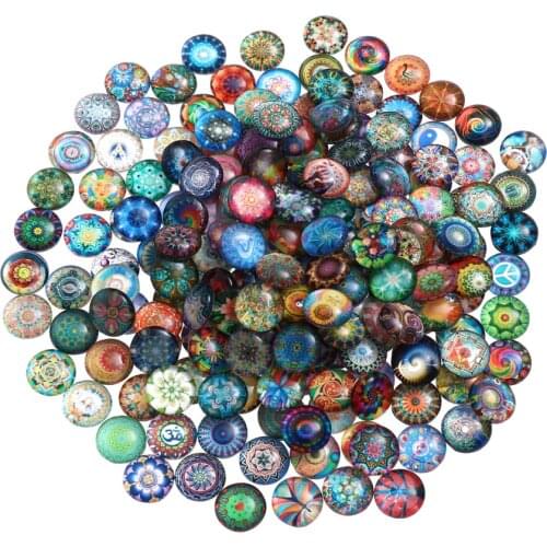 ROSENICE 200pcs 12mm Mixed Round Mosaic Tiles for Crafts Glass Mosaic Supplies for Jewelry Making