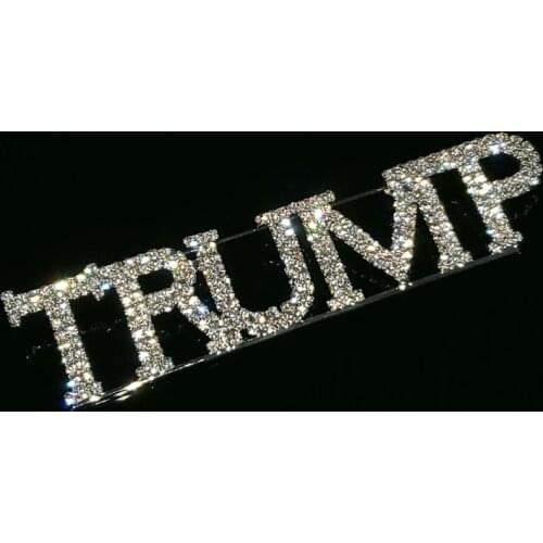 Luxury Handmade Word Brooch Jewelry "TRUMP" Lapel Pin Blingbling Rhinestone Large Word Brooch Accessory Unique Souvenir Gift