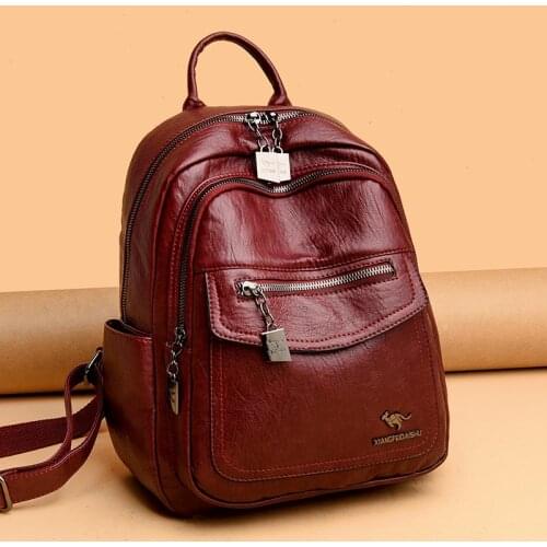 Womens Backpack Fashion and Elegant Bag Soft Leather Solid Backpack Zipper Comfortable Bag for Ladies Designer Travel Backpack