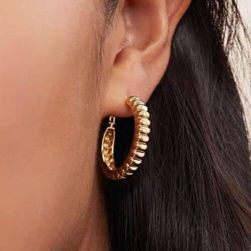 Charlotte gold chunky hoop earrings for women stainless steel croissant bold hoop earrings luxury brand jewelry 2021