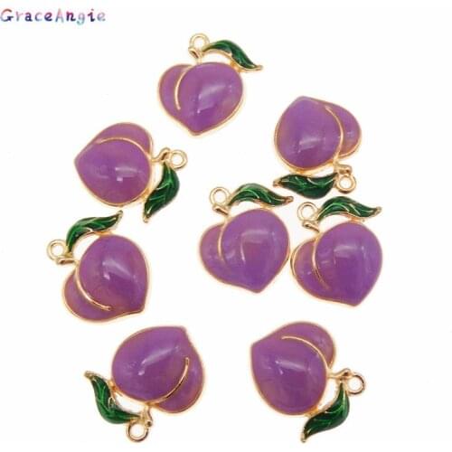 10pcs 16*17mm peach charm enamel charm for jewelry making fashion earring pendant bracelet necklace charm Purple charms Keychain