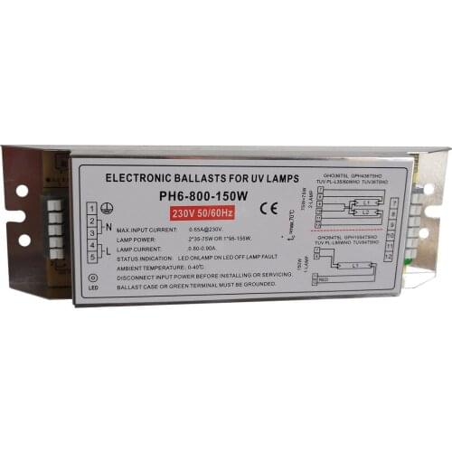UV Lamp Electronic Ballasts 230V Lighting Ballast for 2 Lamps 2x35W-75W or 1 Lamp 1x95-150W PH6-800-150W