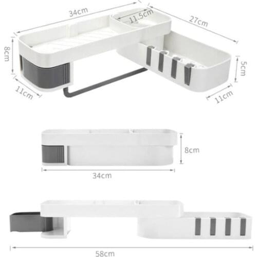 Bathroom Corner Shelf Shower Shampoo Organizer Rotatable Without Drilling With 4 Hooks For Bathroom Basket Kitchen Stora