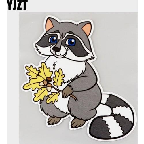 YJZT 11.2CM×13.2CM Wild Animal Lovely Little Raccoon PVC Car Sticker Decal 11C-0486