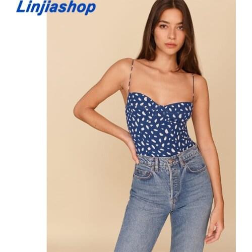 France Adjustable Spaghetti Straps chiffon Women Crop Top Chic leopard navy blue Camis Sexy Tank Top