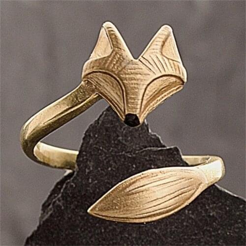 Sweet Style Creative Opening Adjustable Fox Women Rings Wedding Anniversary Ring Prom Jewelry
