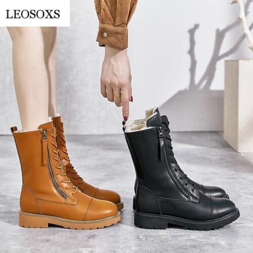 LEOSOXS Snow Boots Women Shoes Waterproof Non-Slip Winter Boots For Women Warm Womens Shoes Mid-Calf Ladies Platform Booties 41