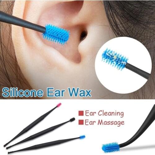 1pc Soft Silicone Ear Pick Double-ended Earpick Ear Wax Curette Remover Ear Cleaner Spoon Double-headed Ear Clean Tool