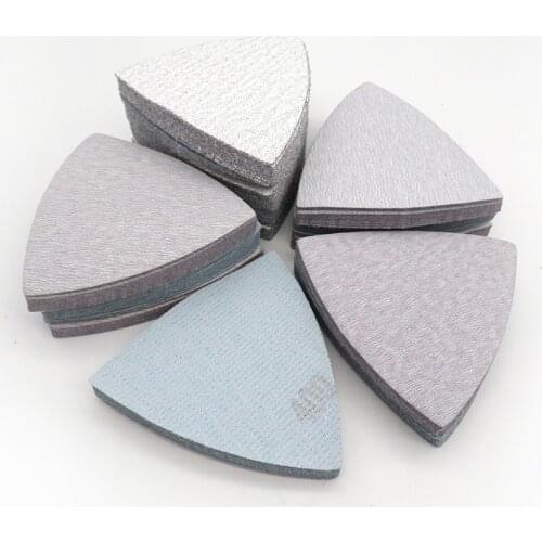 100PCS Hook and Loop Flocking Dry Sandpaper Sanding Discs Aluminum Oxide 90x90x90mm 60 to 1200 Grit for Polishing Grinding