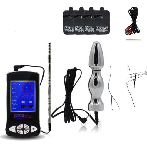 Electro Shock Anal Plug Penis Plug Cock Rings Massage Pad Nipple Clamps Medical Themed Toys For Men Electric Shock Sex Products