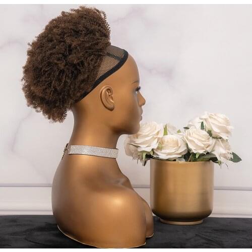 CURLYPARK Afro Kinky Curly Drawstring Ponytail Extensions 4B 4C Remy 10-22 inch Color #4 Clip In Ponytail Human Hair Extension