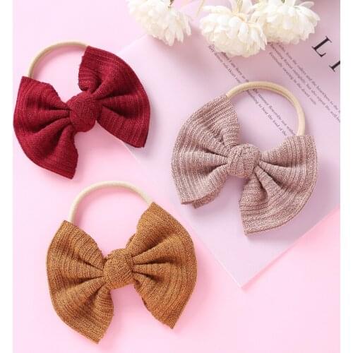 Baby Headband Elastic Children Hair Bows Accessories Girls Thin Nylon Headbands Woolen Infant Candy Color Hairbands Lovely