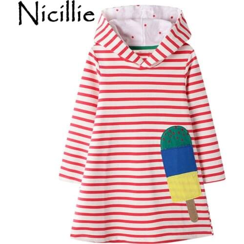 Kids Hooded Dress For Girls Long Sleeve Dress Rainbow Kids Stripe Hoodie Clothing Winter Cotton Dress Flamingo Children Costume