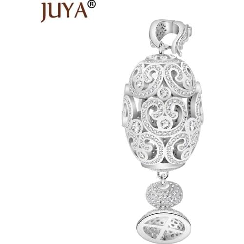 Supplies For Jewelry 1pcs Copper Paved Zircon Big Oval Bell Hollow Out Clasp Tassel Bead Cap Necklace Pendant Jewelry Findings