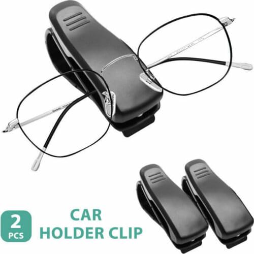 2pcs Car Sunglasses Ticket Pen Card Holder Clip Eye Glasses Sun Visor Mount Case Box Universial Black Camper RV Glasses Clip