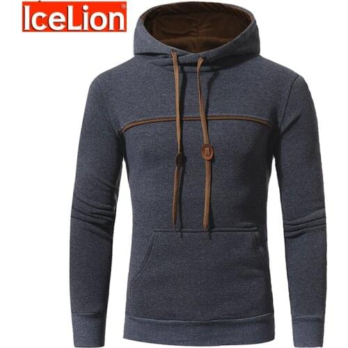 IceLion 2021 Fleece Hoodies Men Hooded Loose Sweatshirt Spring Summer Sportswear Fashion Solid Pullover Mens Hip Hop Tracksuit