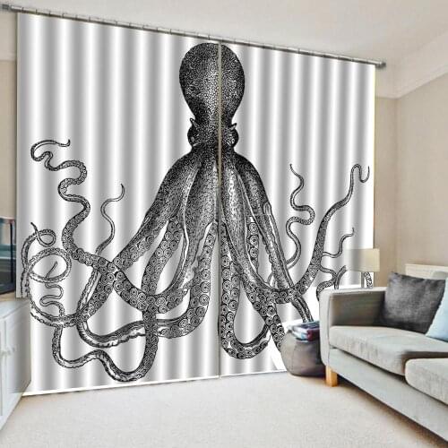 Customized size Luxury Blackout 3D Window Curtains 3D Window Curtain fish print Luxury Blackout For Living Room