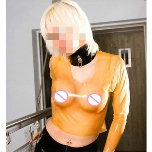 Handmade Latex Top Rubber Women Cosplay Tights Long Sleeve Sizes XS-XXL