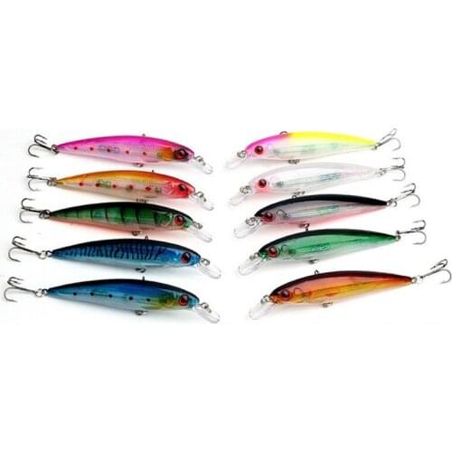Hot 10Pcs/Lot 11cm 13.5g Floating Minnow Fishing Lure Laser Hard Artificial Bait 3D Eyes Fishing Wobblers Crankbait Minnows kits
