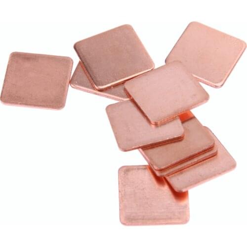 10 pcs 20mmx20mm 0.3mm to1.5mm Heatsink Copper Shim Thermal Pads for Laptop IC Chipset GPU CPU cooling fan accessories