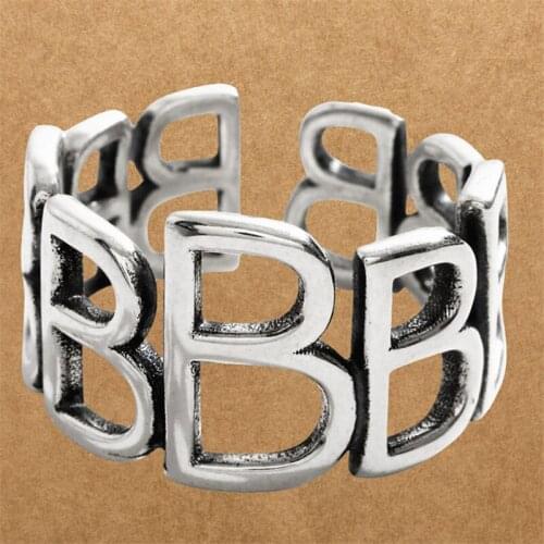 Miuoxion Wholesale Retro Hollow Full of B Ring Fashion Personality Jewelry For Women Feature Namour Charm Gift All Seasons