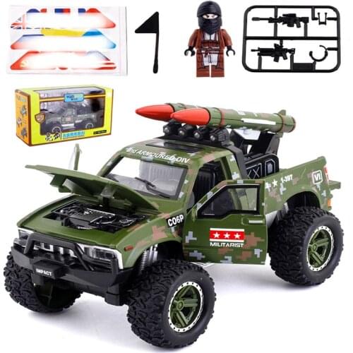 Rocket Car Figure Missile Car Simulation Military Gun Vehicle Model Alloy Sound And Light Toys Childrens Gifts