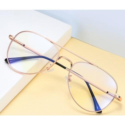 Men Metal Pilot Anti-Blue Light Flat Glasses , Blu Ray Blocking Women Games Computer Goggles A662