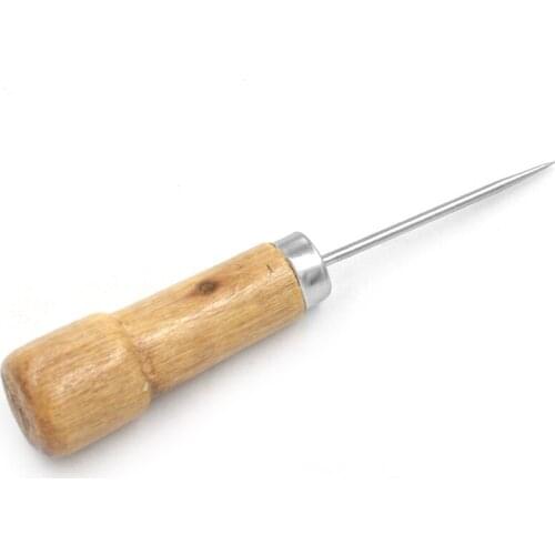 2.5mm Leather Craft Sewing Kit Handle Diamond Point Circular Awl DIY Tool Wooden Handle Punching Leather Tool