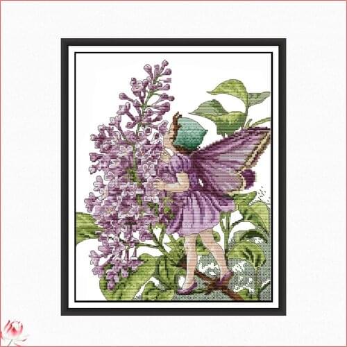 Lilac Fairy Cross Stitch Kit 14CT11CT Canvas Printed Fabric Embroidery Kit DIY needlework Sewing Set Home Decoration
