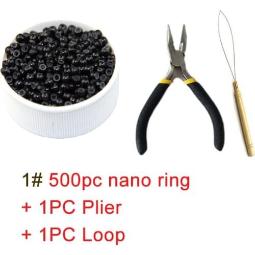 Silicone Nano Rings 500pcs Hair Beads Micro Beads Kits Dreadlock Hair Extension Tools+ Plier and Loop Fashion Salon Hairstylist