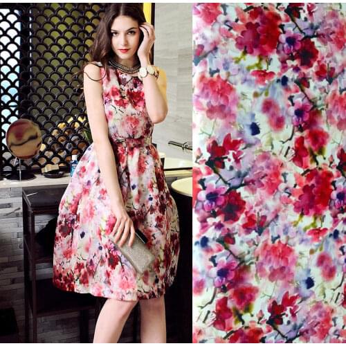 New fashion super fashion designs silk satin strech pink Plum printed fabric blouse dresses silk fabric by the meter wholesale