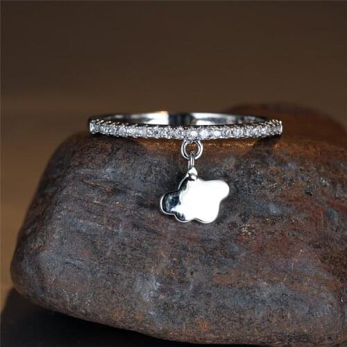 Charm Bride Gold Silver Color Wedding Ring White Zircon Small Stone Engagement Ring Vintage Metal Clouds Pendant Rings For Women