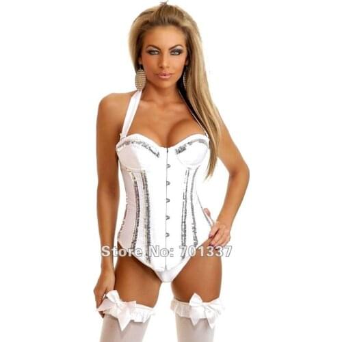 Wholesale Sexy Lingerie White Lace Up Basque corset Party Wear G530 S---XL