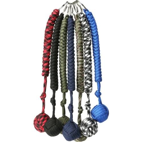 Portable Outdoor Self Defense Survive Hanging Knot Ball Hand Weaving Umbrella Rope Body Self-defense Ball Key Chain Pendant
