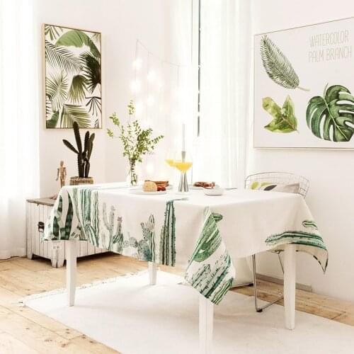 Rectangle tablecloth pastoral style green plant table covers dust thick table cloth home kitchen banquet party decoration gift