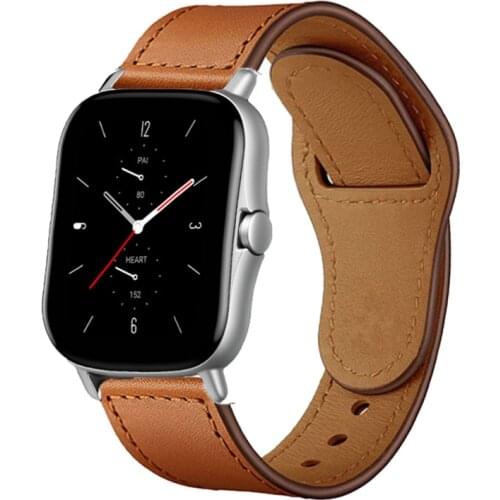 20mm/22mm Watch band For Amazfit GTS/2/2e/GTS2 Mini/GTR 42mm/47mm/GTR2/2e/stratos 2/3 Sport leather Bracelet Amazfit bip strap