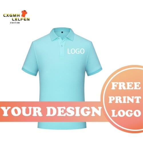 7-color POLO shirt custom unisex and comfortable pure cotton lapel short sleeve printing DIY brand text