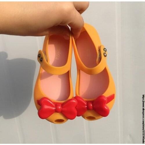 Mini Girls Sandals Bow Jelly Shoes Children Sandals Sweet Non-Slippery High Quality Summer Melissa Shoes