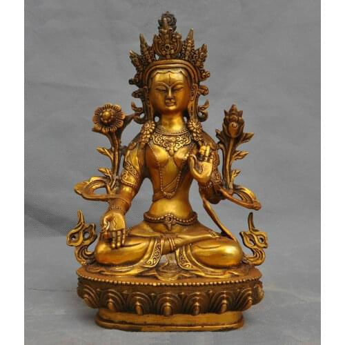 Old Tibet buddhism bronze Gilt White tara kwan-yin GuanYin statues buddha