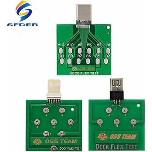 3pcs/lot Micro Dock Flex Test Board USB Type-C Lightning U2 Battery Power Charging Port Testing Tool For iPhone Android