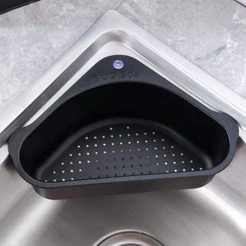 Stainless Steel Triangular Drain Basket Holder Kitchen Vegetable Fruit Filter Sink Shelf Hanging Storage Strainer Tools 1pc