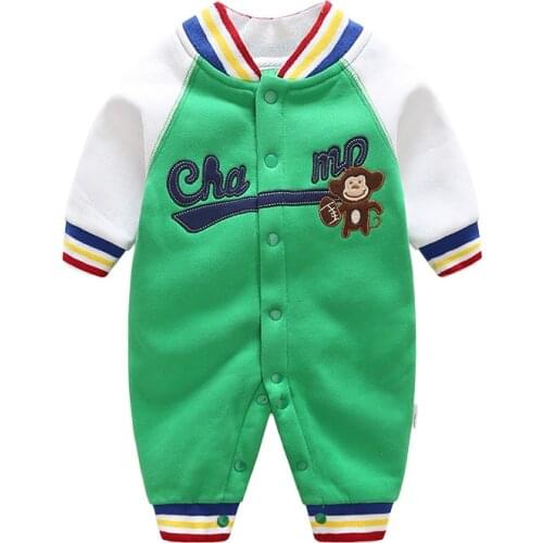 2021 Autumn Baby Boy Girl Romper Unisex Cotton Newborn Toddler Clothes kids Long Sleeve Cartoon sprot suit Infant Jumpsuit