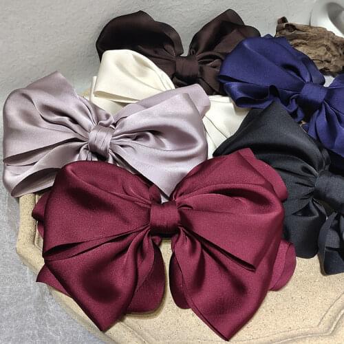 Bowknot Hair Clips Hand Tie Large Pigtail Bows Hairpin For Women Girls Satin Temperament Elegant Accessoires