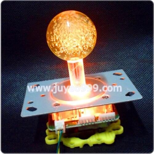 Yellow lighted Illuminated joystick with yellow crystal bobble top ball and microswitch with 5 pin wire