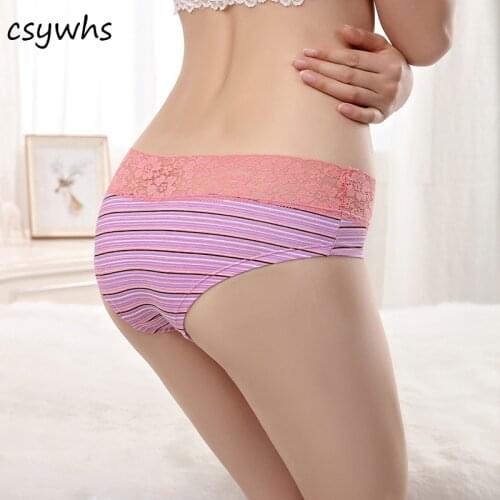 Womens Lingerie Sexy Lace panties Striped Cotton briefs Seamless Panty Underpants Briefs Underwear Intimates M-XXL