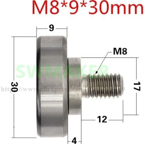 10pcs M8*30*9mm External thread 6200 bearing pulley M8 thread